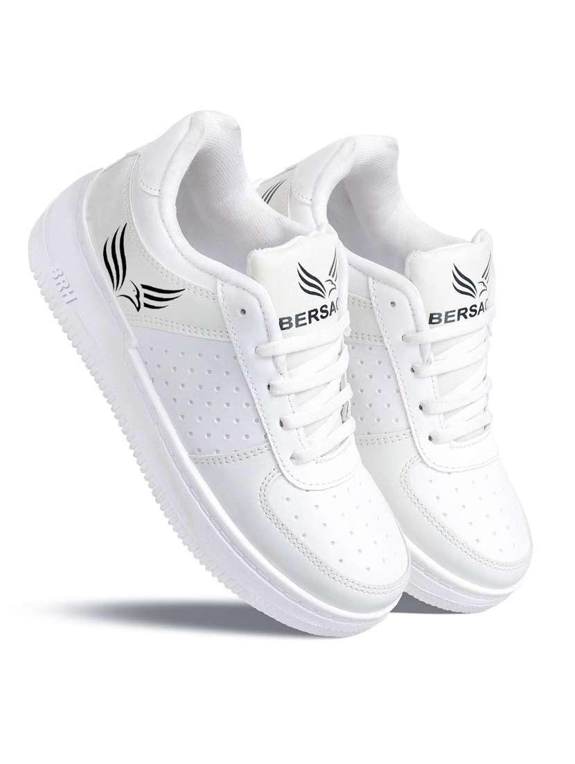 white lace-up round-toe sneaker - 19919644 - Standard Image - 3