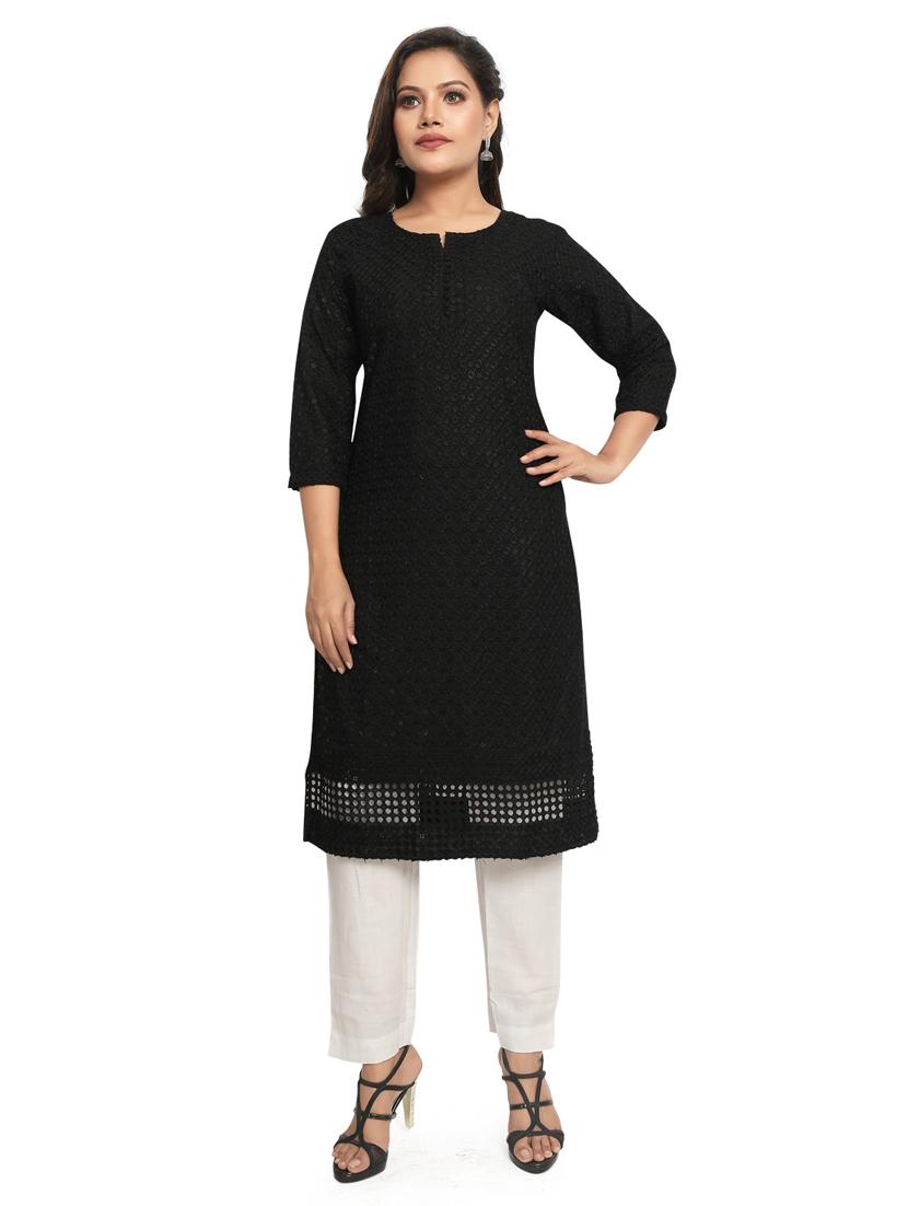 tonal embroidered straight kurta - 19919798 - Zoom Image - 0