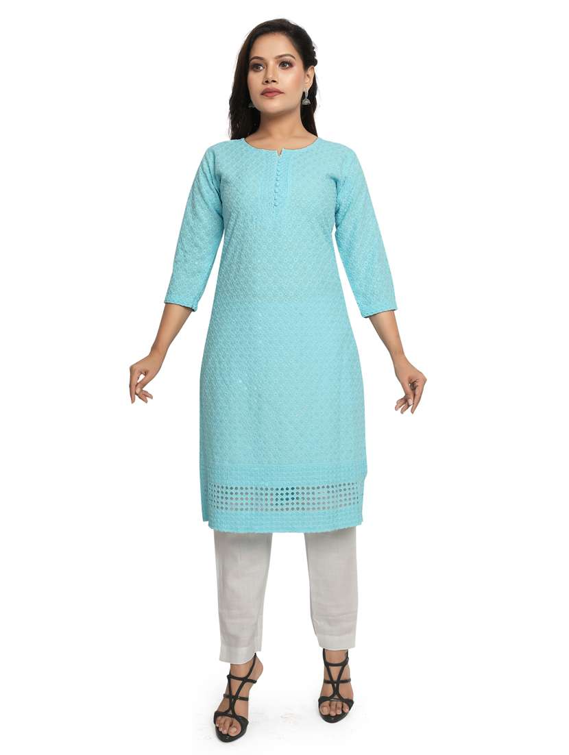 tonal embroidered straight kurta - 19919802 - Zoom Image - 0