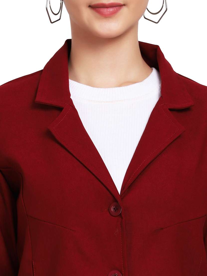 maroon solid summer jacket - 19919841 -  Standard Image - 3