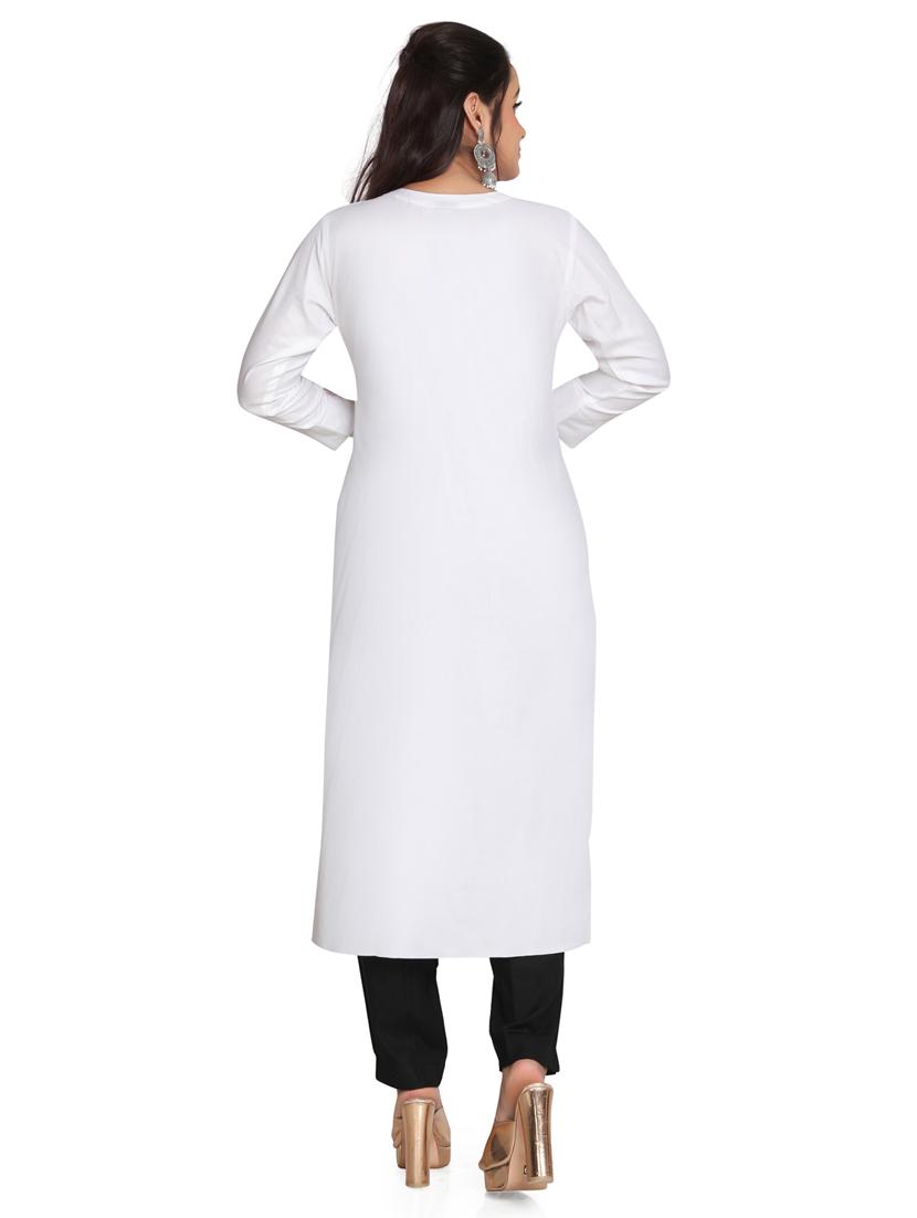 solid straight long kurta - 19919855 - Standard Image - 3