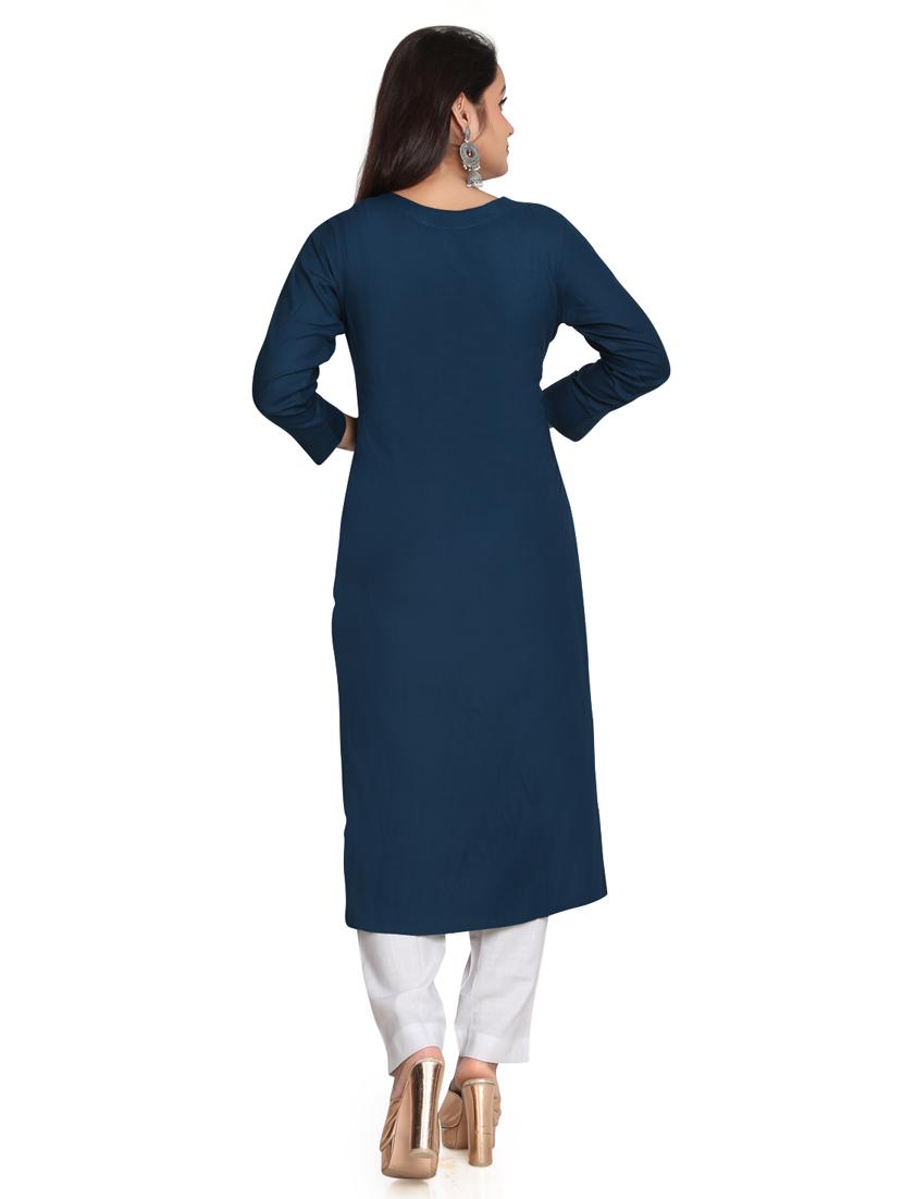 solid straight long kurta - 19919859 - Standard Image - 3
