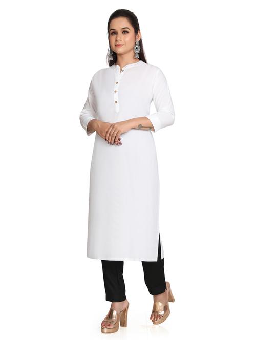 solid straight long kurta - 19919862 - Standard Image - 0