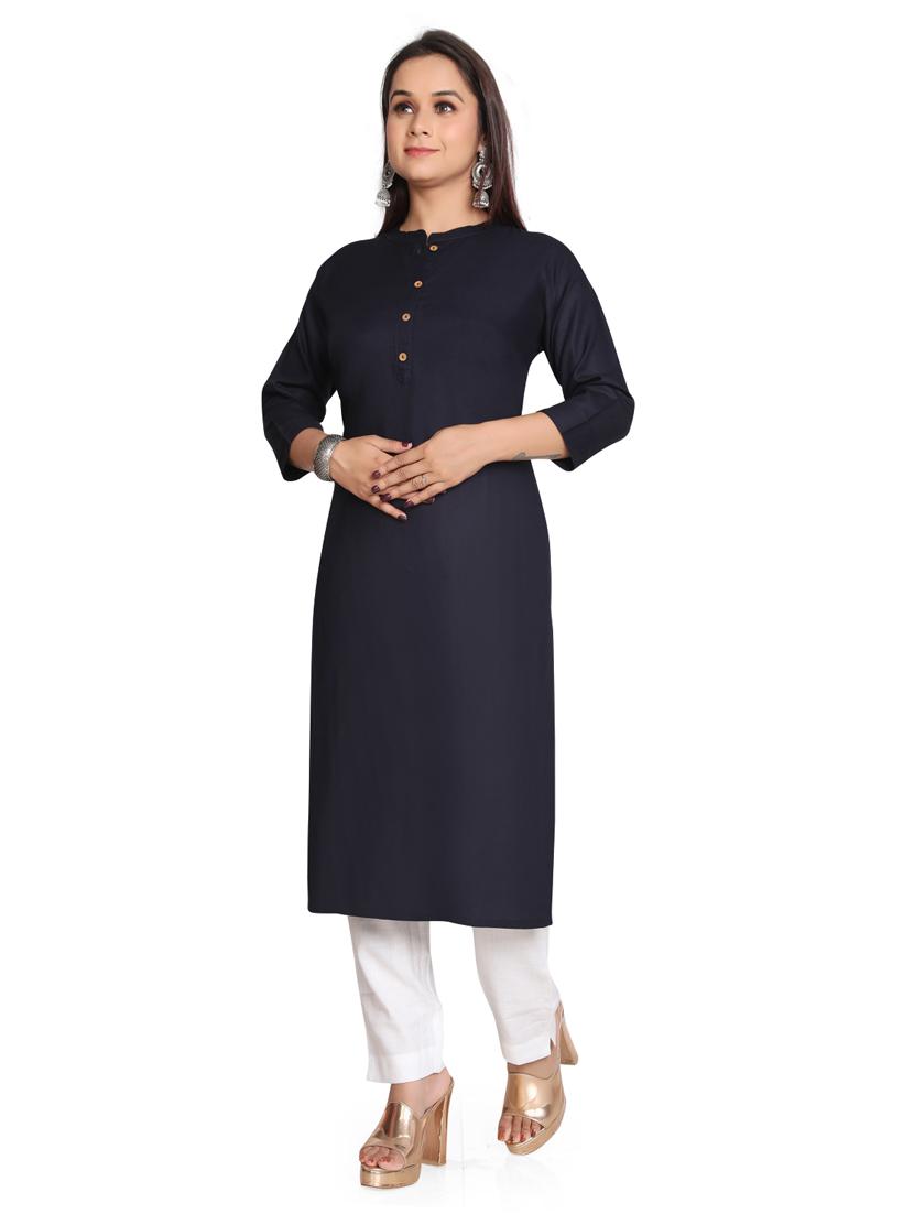 solid straight long kurta - 19919864 - Zoom Image - 0