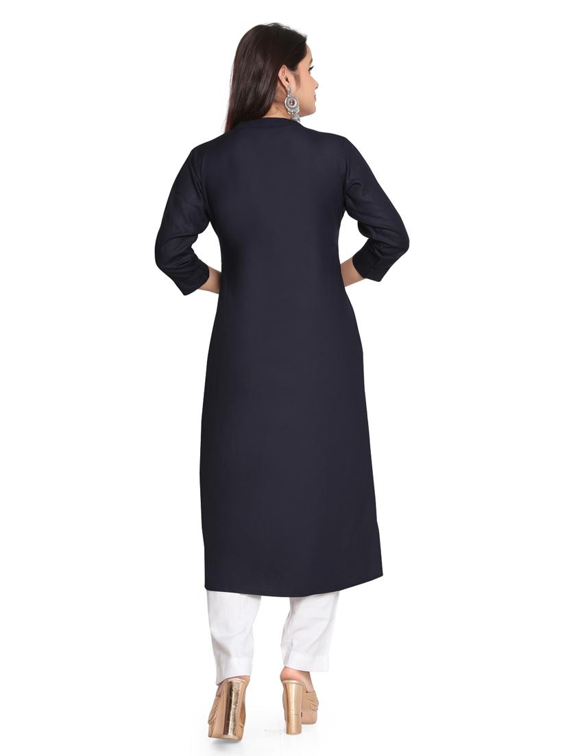 solid straight long kurta - 19919864 - Standard Image - 3