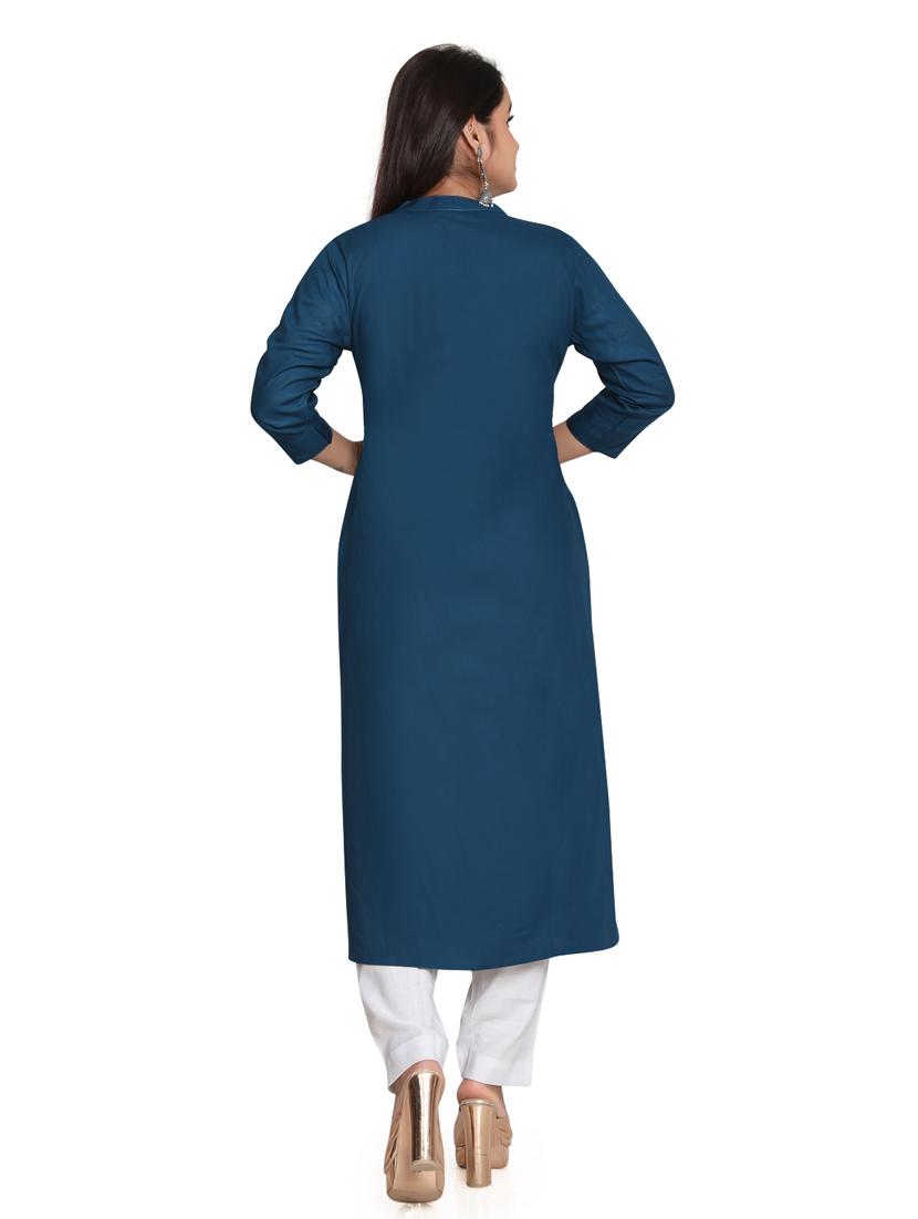 solid straight long kurta - 19919866 - Standard Image - 3