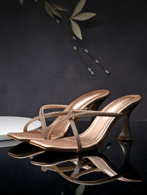 gold solid kitten heel sandal - 19920003 - Standard Image - 0