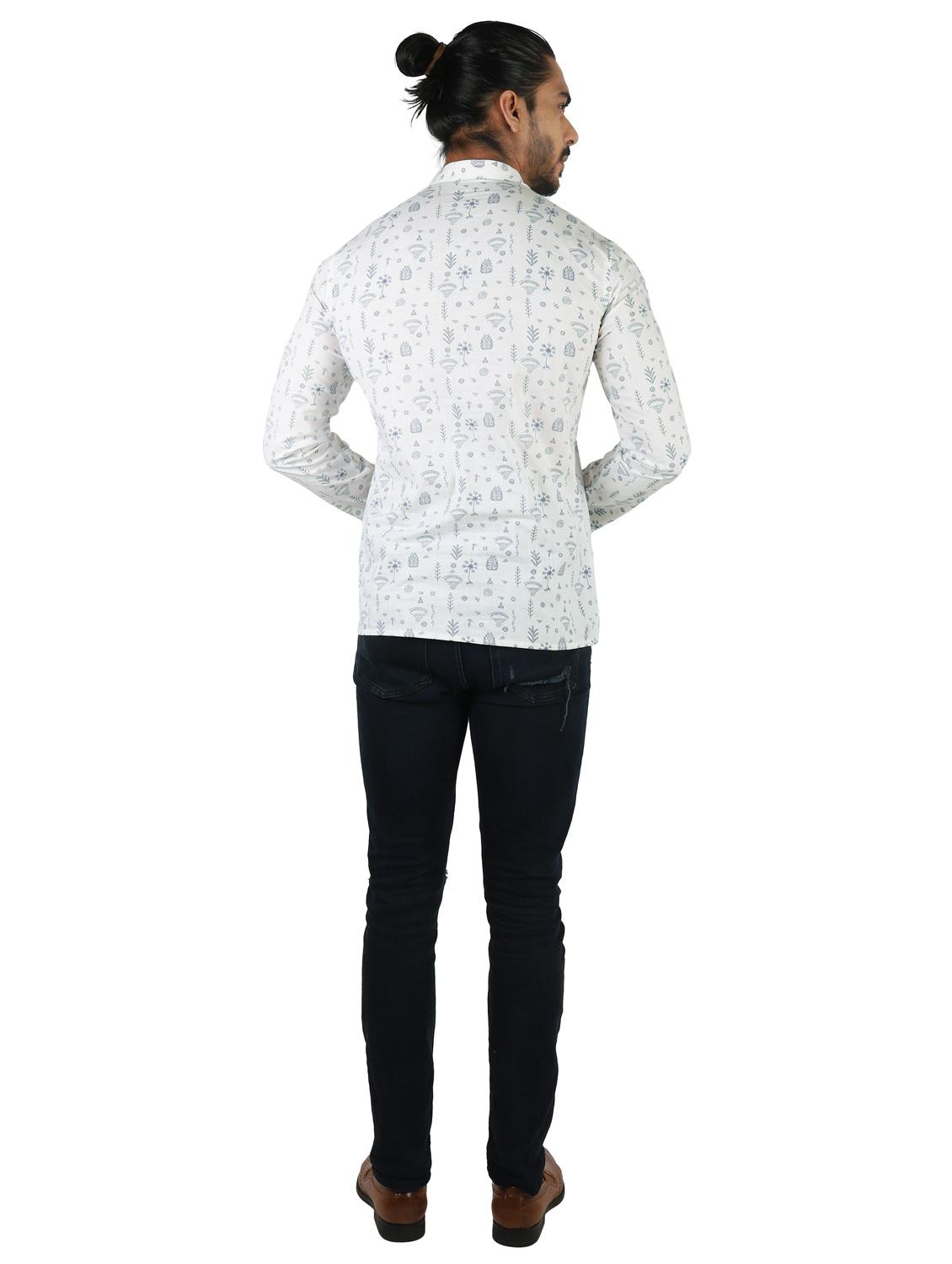 men printed mandarin neck short kurta - 19920575 - Standard Image - 3