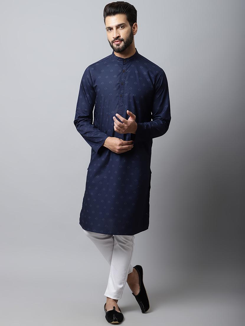 blue printed cotton long kurta - 19920737 - Zoom Image - 0