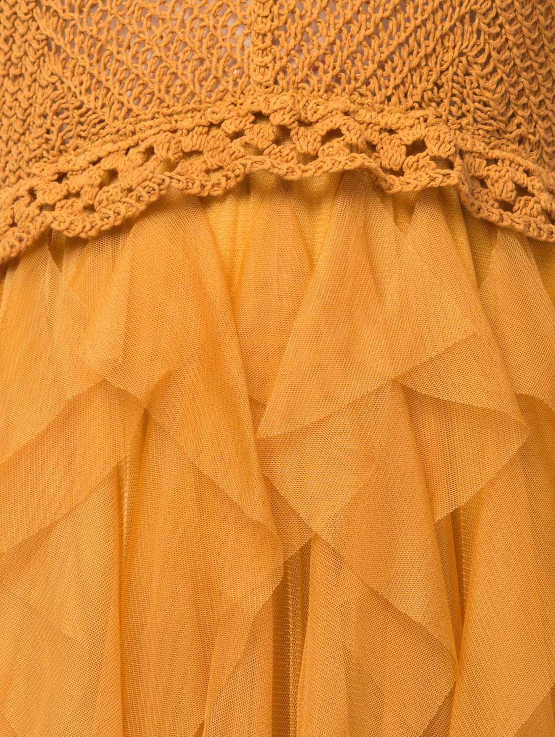yellow solid net a-line dress - 19921694 - Standard Image - 3