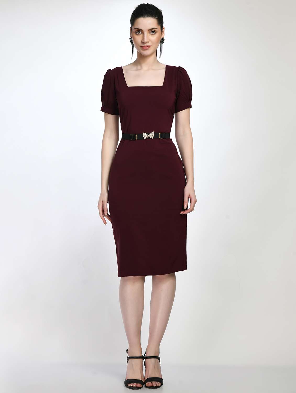 square neck solid bodycon dress - 19921703 - Zoom Image - 0