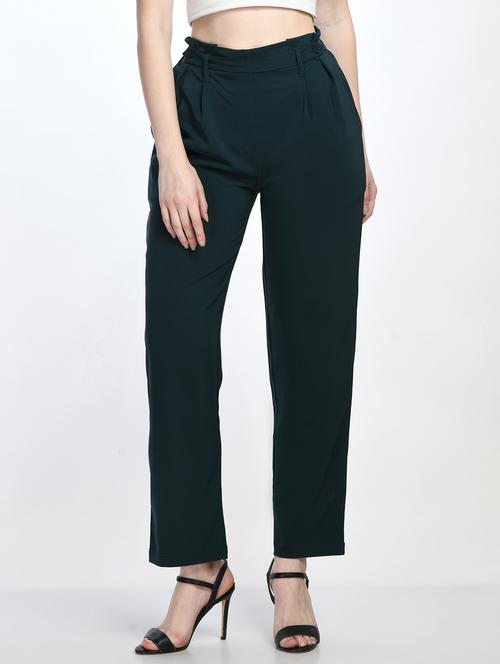 high rise solid flat front trousers trouser - 19921783 -  Standard Image - 0