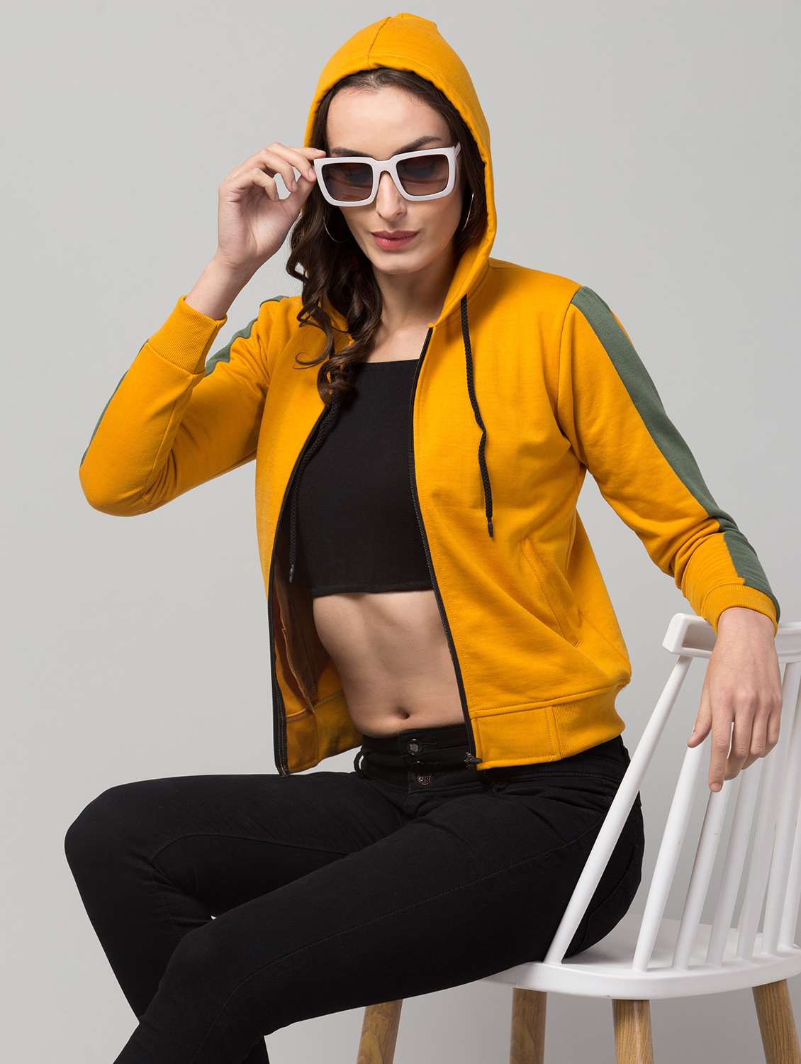 hooded neck solid sweatshirt - 19921860 - Standard Image - 3
