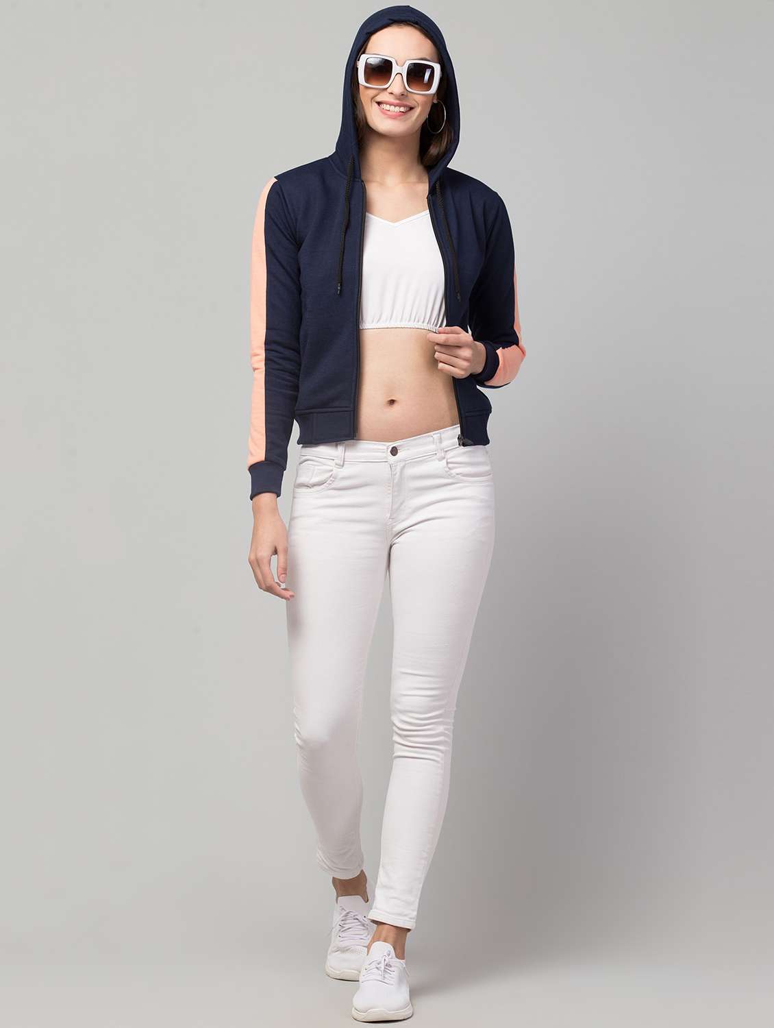 hooded neck solid sweatshirt - 19921863 -  Standard Image - 3