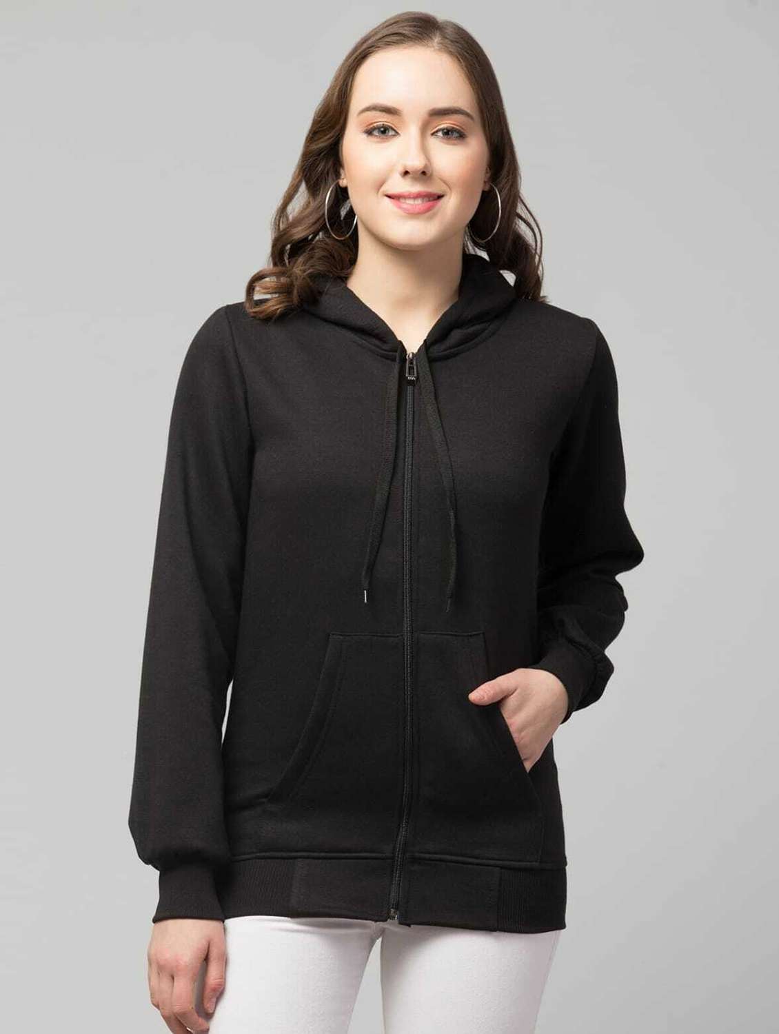 hooded neck solid sweatshirt - 19921865 - Zoom Image - 0