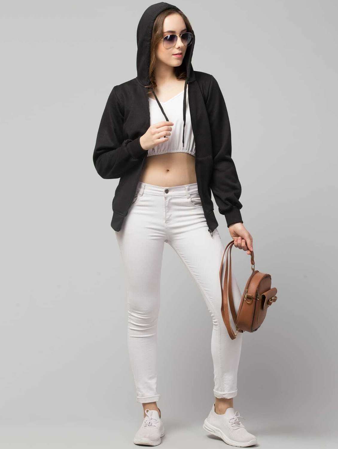 hooded neck solid sweatshirt - 19921865 - Standard Image - 3