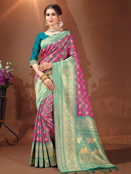 women's self design turquoise colored saree with blouse - 19925469 - Standard Image - 0