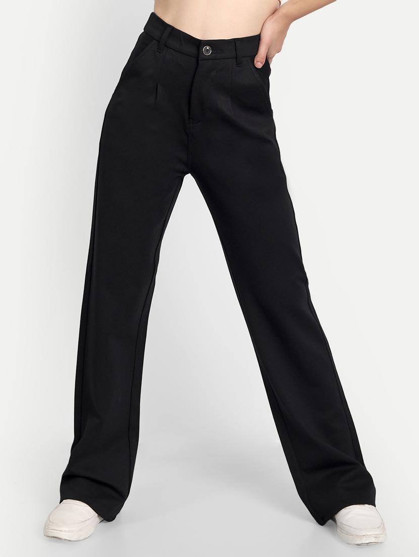 black flat front full length trouser