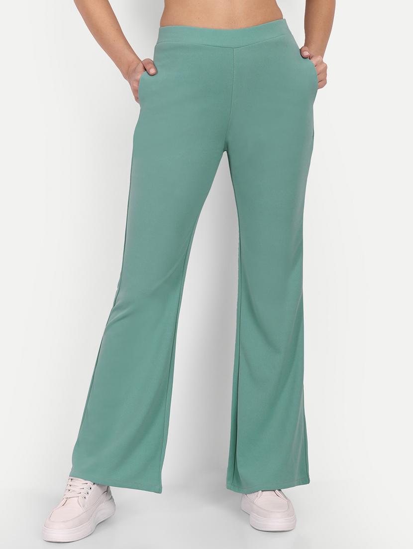 green flat front full length trouser - 19925577 -  Zoom Image - 0