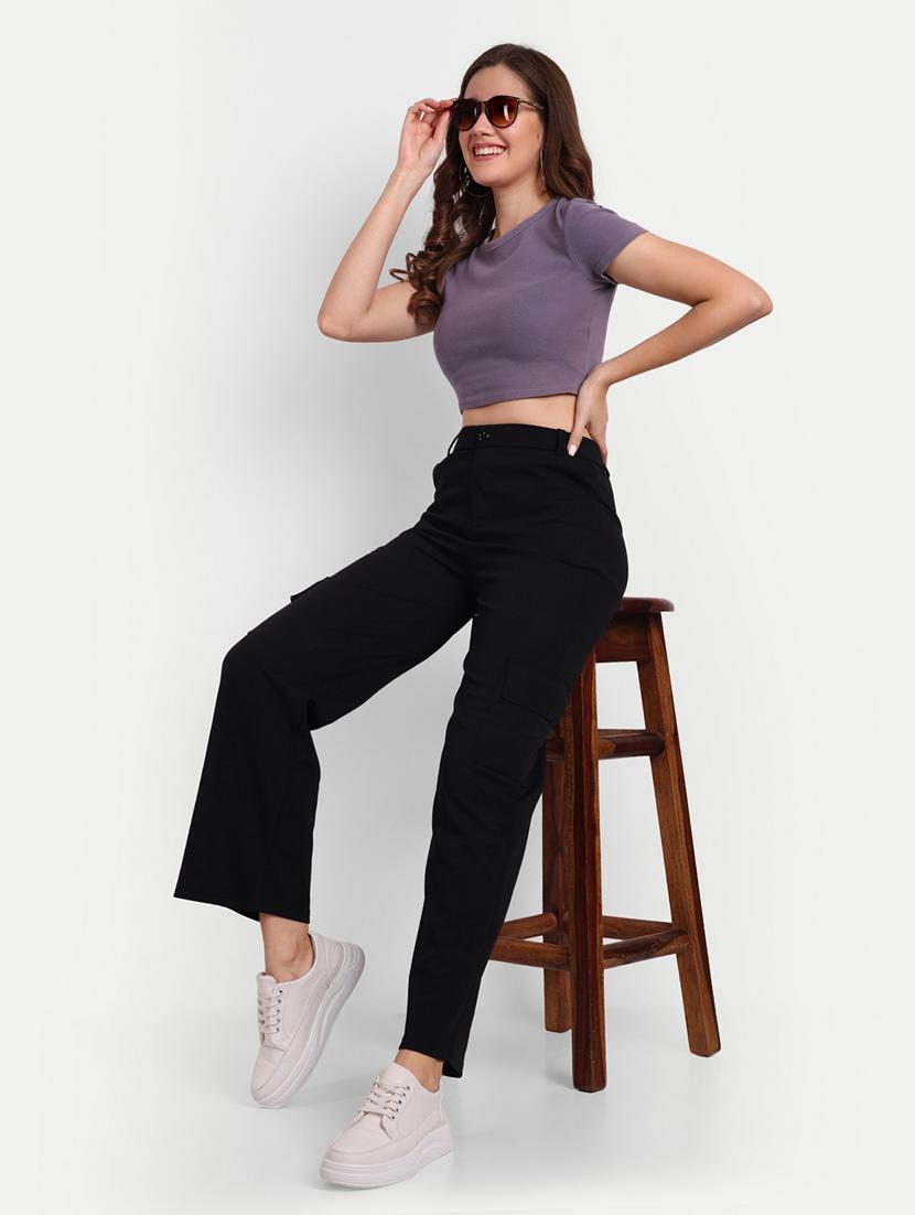 black solid cargo trouser - 19925596 - Standard Image - 3