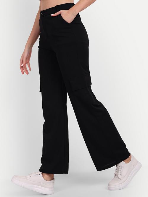 black solid cargo full length trouser - 19925597 -  Standard Image - 0