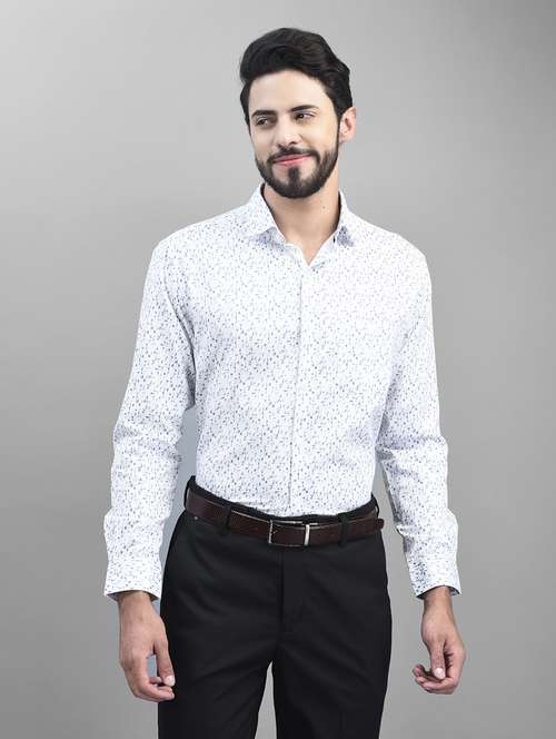 mens micro print formal shirt - 19925660 - Standard Image - 0
