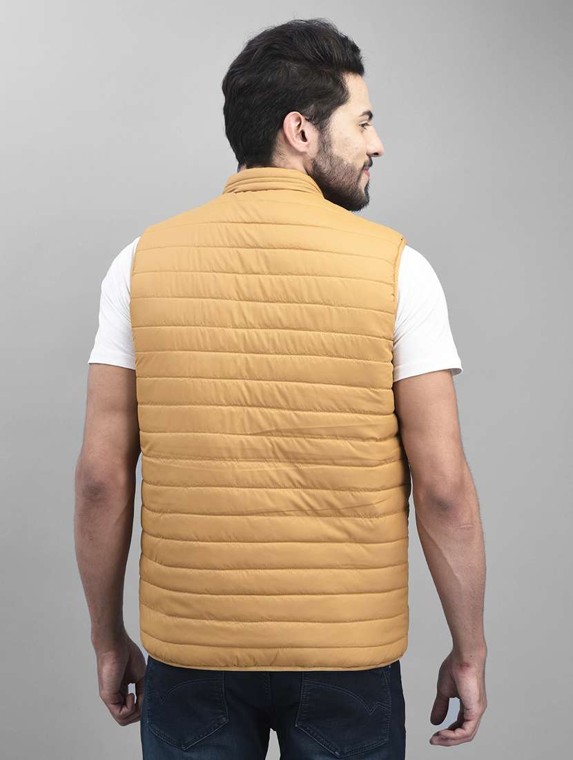 men solid sleeveless quilted jacket - 19925679 -  Standard Image - 3