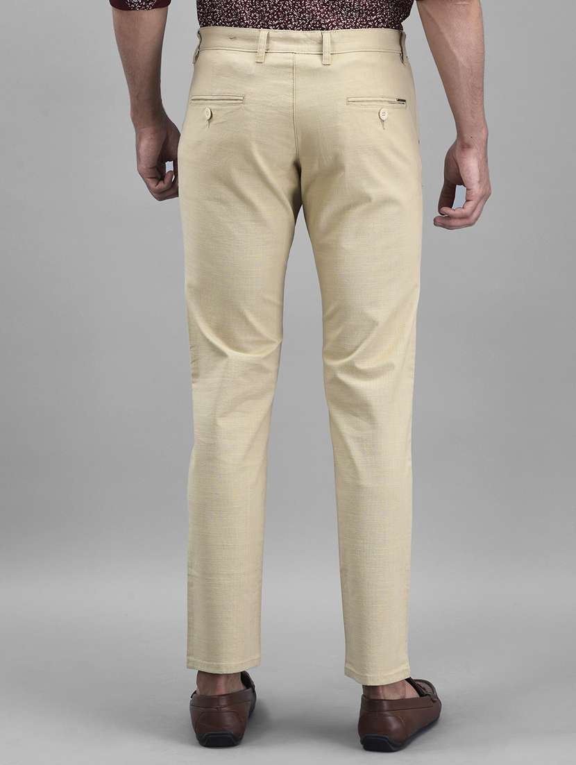 yellow solid chinos casual trouser - 19925694 -  Standard Image - 3
