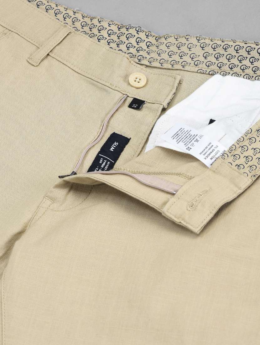 yellow solid chinos casual trouser - 19925694 -  Standard Image - 5