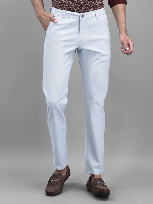 light blue solid chinos casual trouser - 19925697 - Standard Image - 0