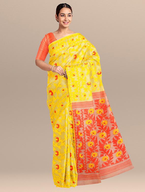 women self design jamdani saree with blouse