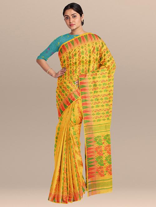 women's self design mustard colored saree with blouse - 19925819 - Standard Image - 0