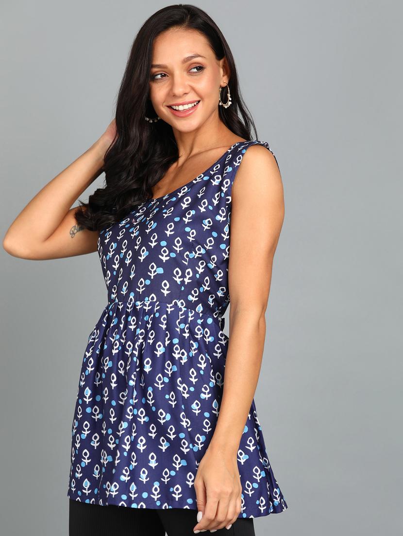 round neck printed peplum top
