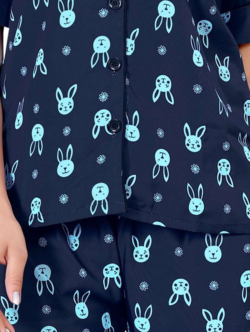 dark blue printed pyjama set nightwear - 19926298 - Standard Image - 3