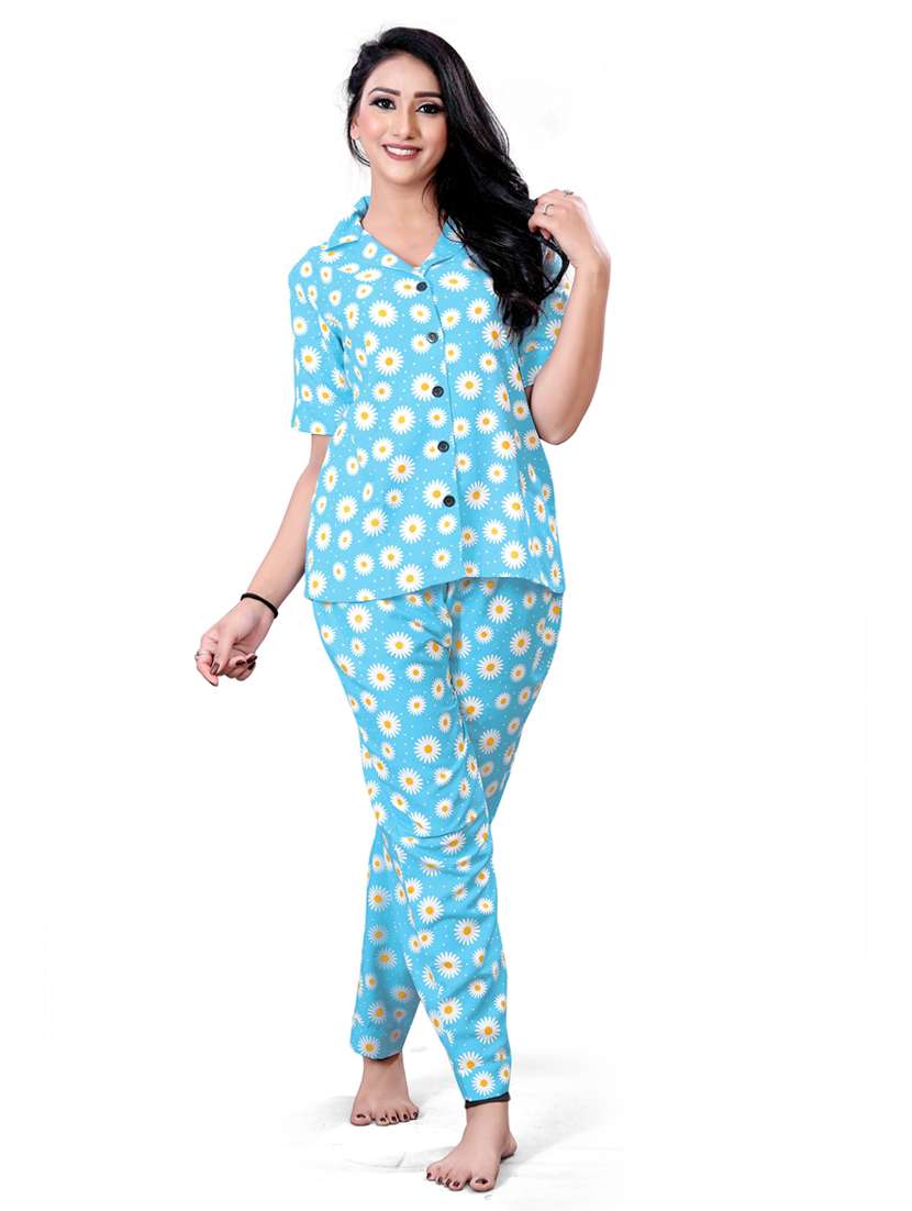 light blue printed pyjama set nightwear - 19926308 - Zoom Image - 0