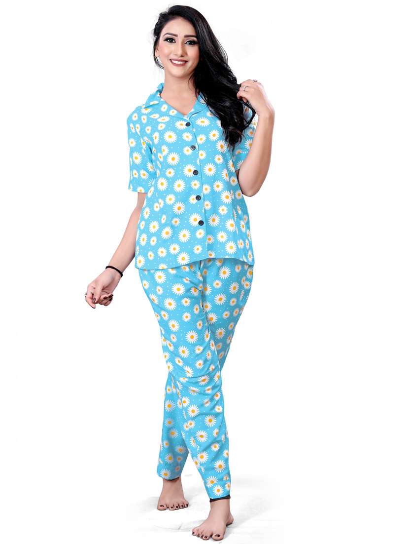 light blue printed pyjama set nightwear - 19926309 - Zoom Image - 0