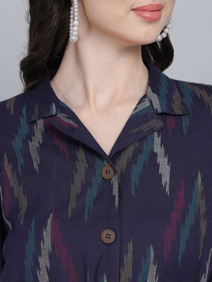 shirt collar neck printed straight kurta - 19926683 -  Standard Image - 5