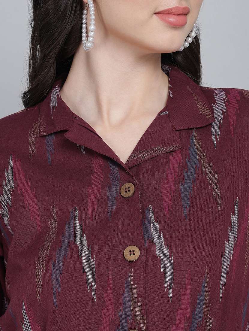 shirt collar neck printed straight kurta - 19926684 -  Standard Image - 5