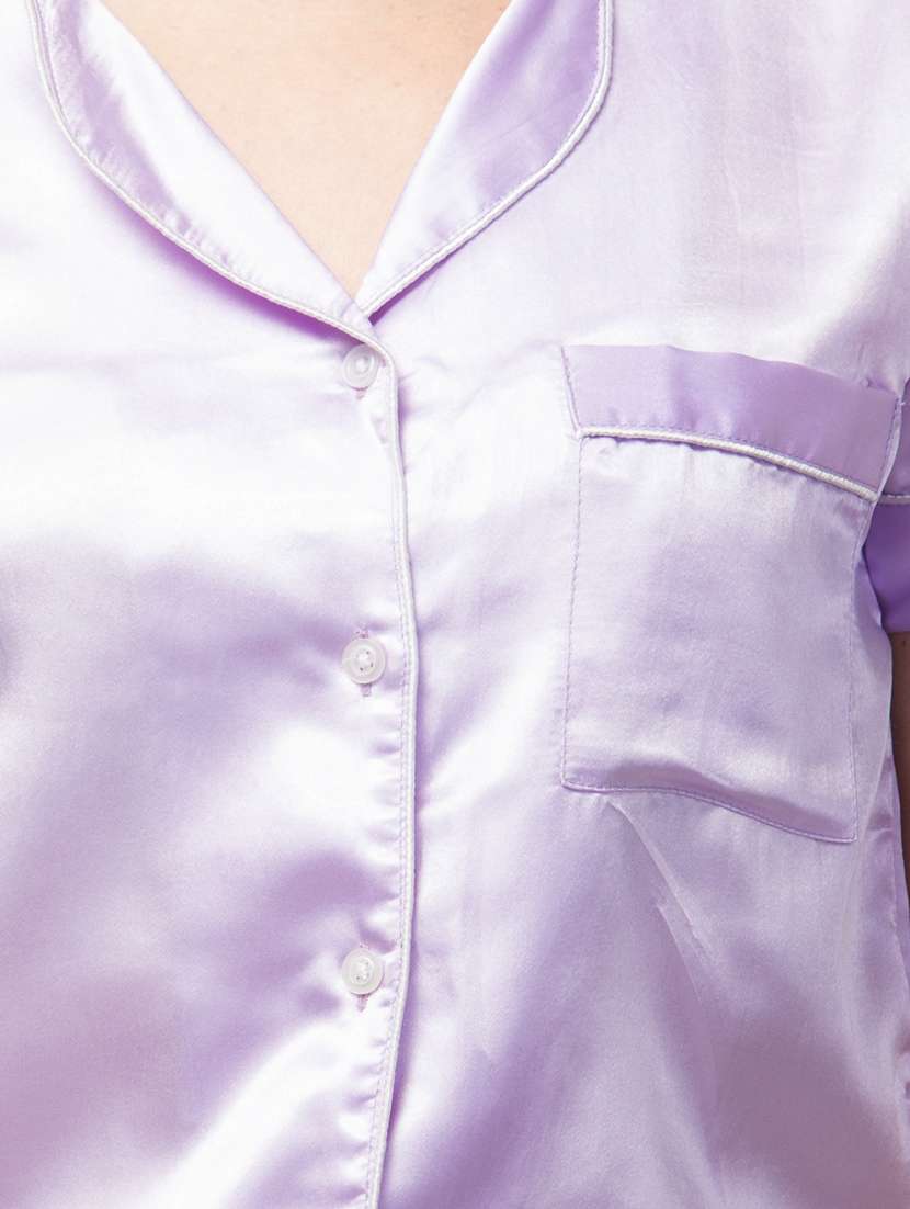 purple solid shorts nightwear set - 19926694 - Standard Image - 5
