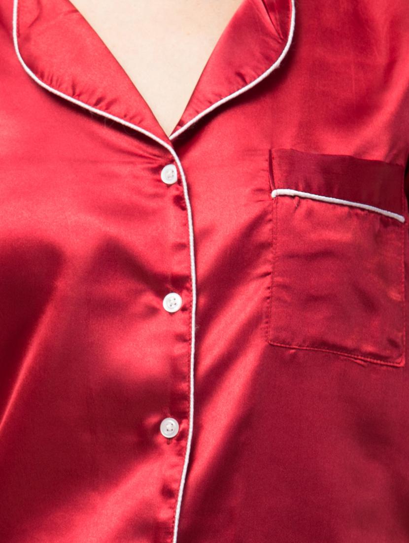 red solid shorts nightwear set - 19926696 - Standard Image - 5
