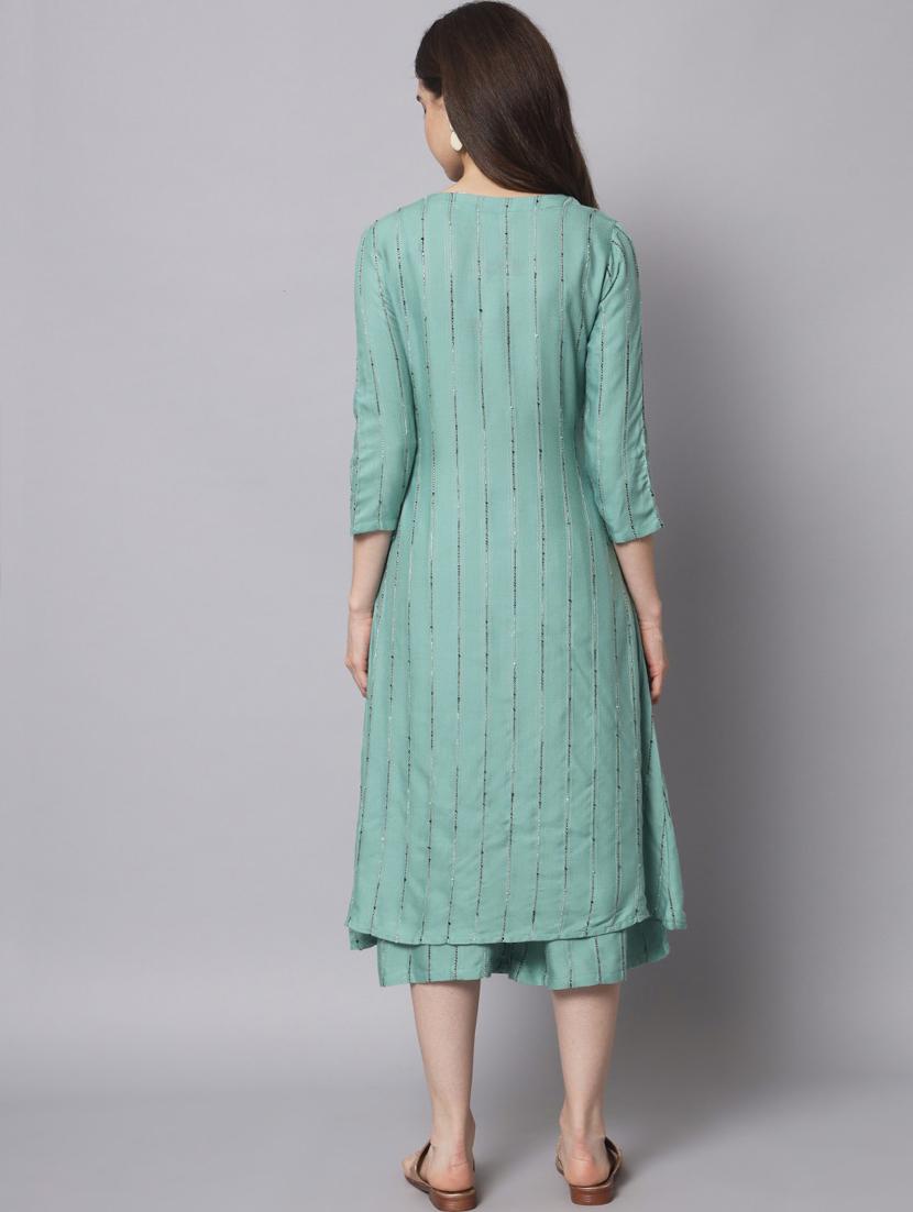 v neck striped kurta palazzo set - 19927646 - Standard Image - 3