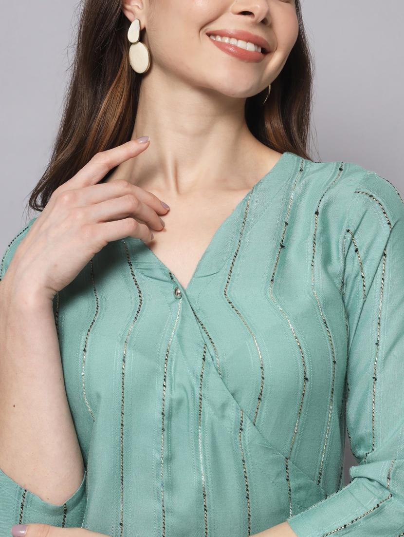 v neck striped kurta palazzo set - 19927647 - Standard Image - 5