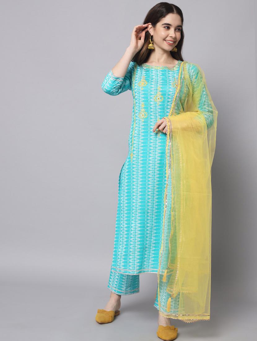 printed kurta pant set with dupatta - 19927681 - Zoom Image - 0