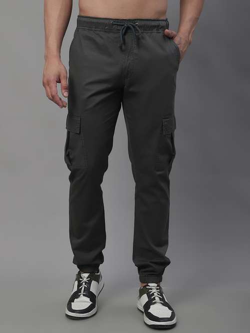grey solid mid rise cargo pants - 19927913 -  Standard Image - 0
