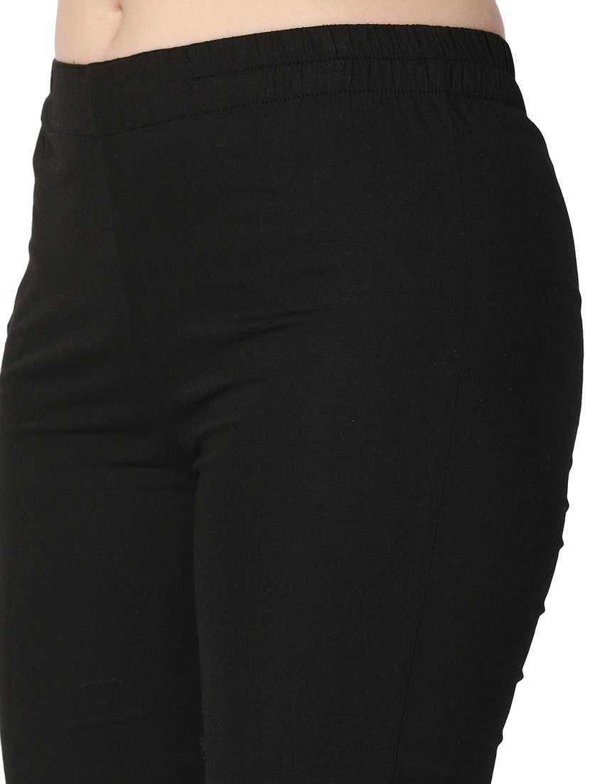 black cotton straight tapered pant - 19937478 -  Standard Image - 5