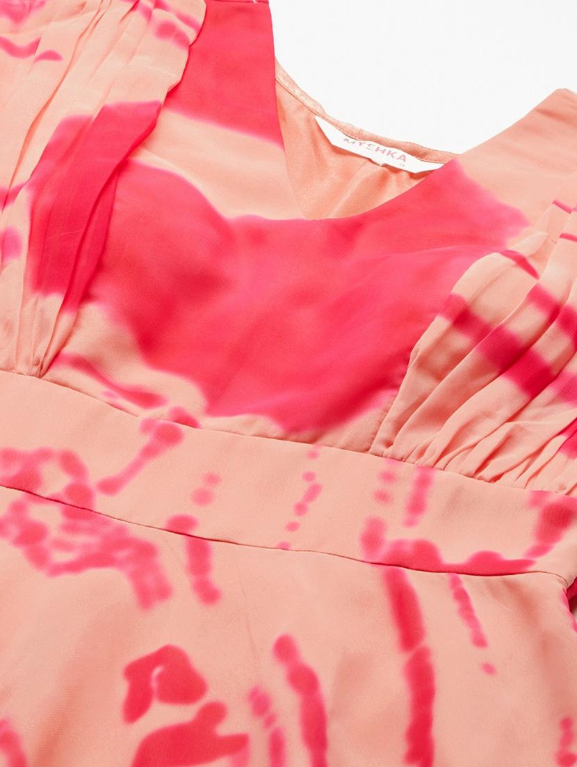v neck printed fit & flare dress - 19937794 - Standard Image - 3