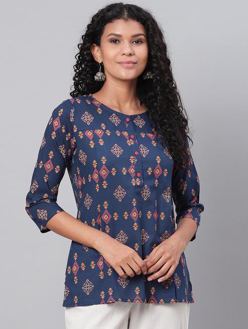 round neck printed tunic - 19937815 - Standard Image - 0