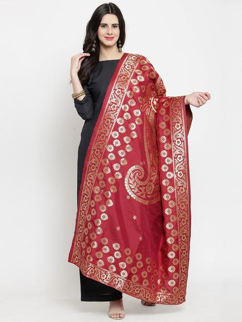 maroon art silk dupatta - 19938075 - Standard Image - 0
