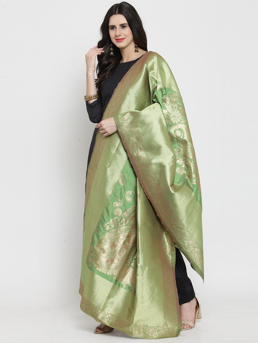 olive art silk dupatta - 19938079 - Zoom Image - 0