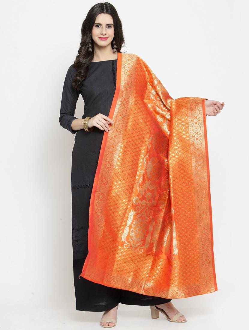 orange art silk dupatta - 19938080 - Zoom Image - 0